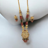 Temple Jewelry Set with Divine Motifs and Beaded Design